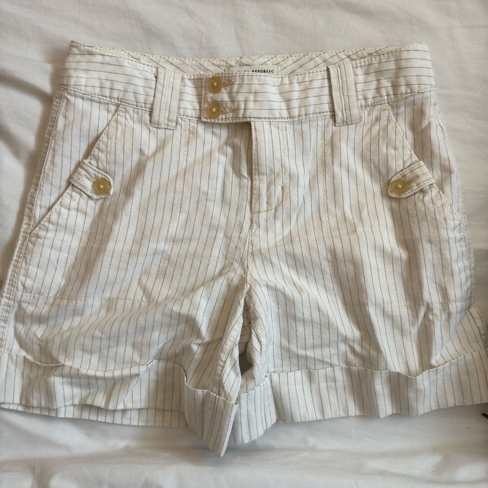 Banana Republic Cream Striped Shorts